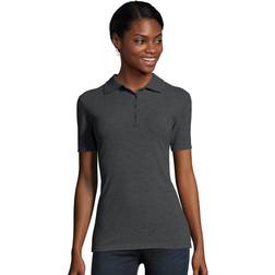 Hanes Women's Pique Polo Shirt Charcoal Heather