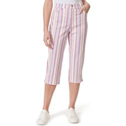 Gloria Vanderbilt Womens Striped High-Rise Capri Jeans multi