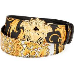 Versace Barocco Medusa Head Buckle Reversible Leather Belt - Black/Gold