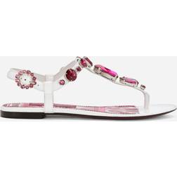 Dolce & Gabbana Embellished leather sandals white