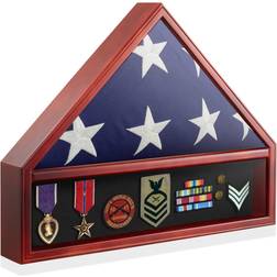 Reminded Military Medal & Burial Flag Shadow Box Display Case