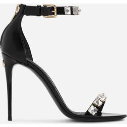 Dolce & Gabbana Verzierte Sandalen aus Lackleder Schwarz