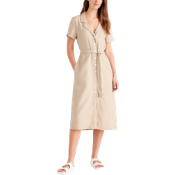 Quince European Linen Button Front Dress - Driftwood