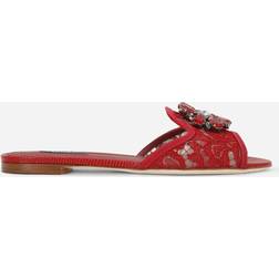 Dolce & Gabbana Lace Slides with crystals dark_red