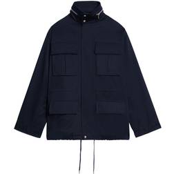 Ami Paris zip-up pocket-detail coat men Cotton/Cotton/Polyester Blue