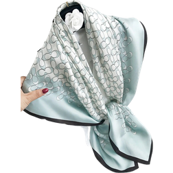 SilkSilky Printed Square Shawl Scarf - Mint Green