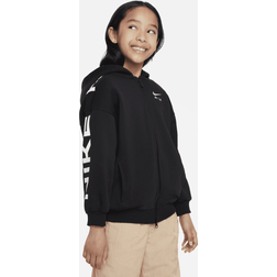 Nike Air Club Fleece Older Kids' Girls' Oversized Full-Zip Hoodie Black