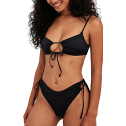 NA-KD Drawstring Front Bikini Top - Black