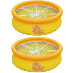 JLeisure 5 ft. Round 16.5 in. D 3D Orange Inflatable Kiddie Pool Set 2-Pack