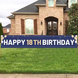 Happy 18th birthday banner blue large 18th bday sign 18th birthday party outd