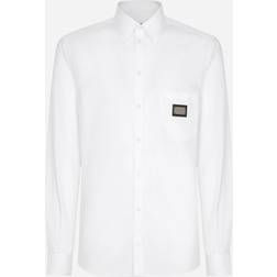 Dolce & Gabbana Cotton Martini-fit shirt with branded tag optical_white