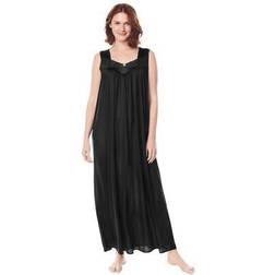 Plus Women's Long Tricot Knit Nightgown by Only Necessities in Black Size 2X