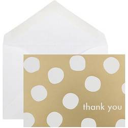 Jam Paper Thank You Card Sets Gold Polka Dot 10/Pack