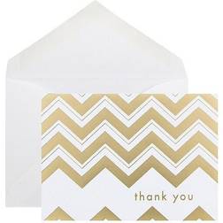 Jam Paper Thank You Cards Set, Gold Chevron Stripe, 10/pack D41114TYGLMB Quill Gold