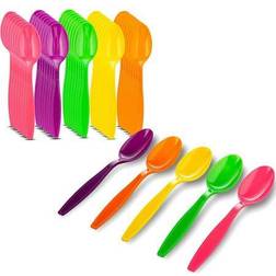 MT Products 8' x 1.10' Assorted Colors Disposable Plastic Spoons 50 Pieces
