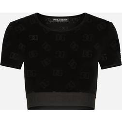 Dolce & Gabbana Cropped-Top aus Samt Schwarz