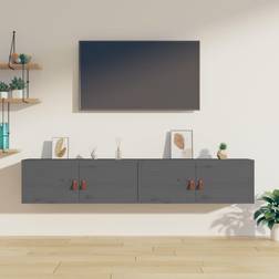 vidaXL Grey, 1/2x Solid Pine Wall Cabinet 30x30cm