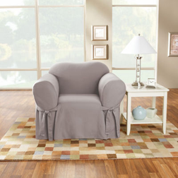 Sure Fit Solid Duck Cloth Slipcover Chair Cushions Gray