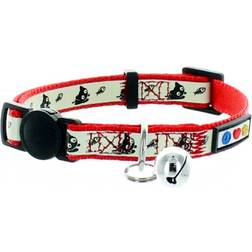 Pawtitas Glow In The Dark Red Safety Buckle Removable Bell Collar