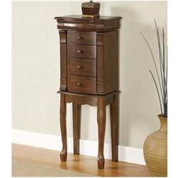 Linon louis philippe wood jewelry armoire in walnut