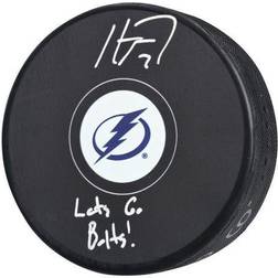 "Haydn Fleury Tampa Bay Lightning Autographed Hockey Puck with "Lets Go Bolts! Inscription"