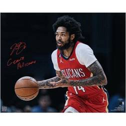Brandon Ingram New Orleans Pelicans Autographed x Dribbling in Red Photograph with Geaux Pelicans Inscription