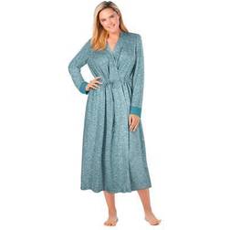 Plus Women's Marled Long Duster Robe by Dreams & Co. in Deep Teal Marled Size 14/16