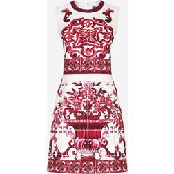 Dolce & Gabbana Short majolica-print brocade dress tris_maioliche_fuxia