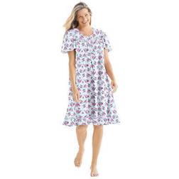 Plus Women's Short Floral Print Cotton Gown by Dreams & Co. in White Multi Bouquet Size 2X Pajamas