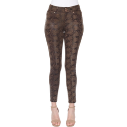 White Mark Women's Faux Suede Snake Print Pants - Brown