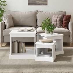 vidaXL white 3x Engineered Wood Nesting Table