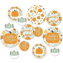 Big Dot of Happiness Little Pumpkin Fall Birthday Party Baby Shower Giant Circle Confetti Party Decorations 27 Ct