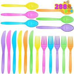 Joyin 288 pcs plastic cutlery hard utensils for cinco de mayo celebrations