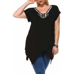 White Mark Fenella Top Plus Size - Black