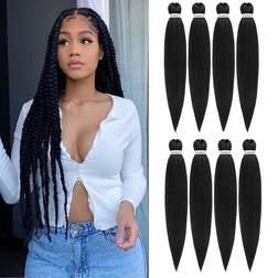 ROSDINA Pre-Stretched Braiding Hair 1B 30 Inch