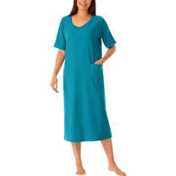 Woman Within Ribbed Sleepshirt Plus Size - Dark Turq