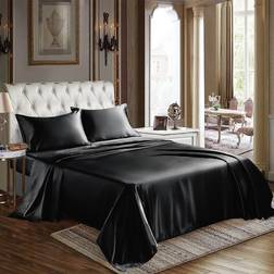 CozyLux Silky Bed Sheet Black (259.1x228.6)