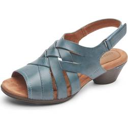 Cobb Hill Women's Laurel Woven Sandal, Teal Leather