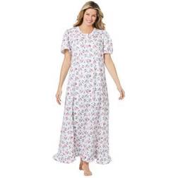 Plus Women's Long Floral Print Cotton Gown by Dreams & Co. in White Multi Bouquet Size 1X Pajamas