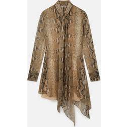 Stella McCartney Snake-effect silk chiffon shirt dress brown