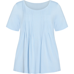 Avenue Knit Pleated Top - Chambray Blue
