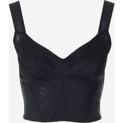 Dolce & Gabbana Lace-trimmed jacquard bustier black