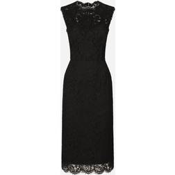 Dolce & Gabbana Branded stretch lace calf-length dress black