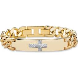 PalmBeach Horizontal Cross Curb-Link Bracelet - Gold/Diamonds