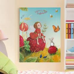 Leinwandbild Kinderzimmer Hochformat Erdbeerinchen Erdbeerfee Wanddeko