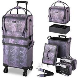 BYOOTIQUE Purple Makeup Train Case Lockable Rolling Cosmetic