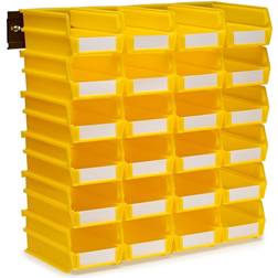 Triton Products LocBin Wall Storage System with 24 7 3/8" Yellow Bins and 2 Rails 3-220YWS