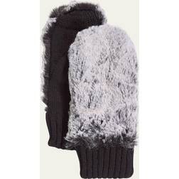 Faux-Fur Knit Mittens BLACK FROST