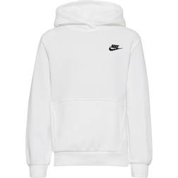 Nike Older Club Fleece Pullover Hoodie - White/Black