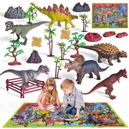 Fun Little Toys 26-Piece Dinosaur Set with Playmat